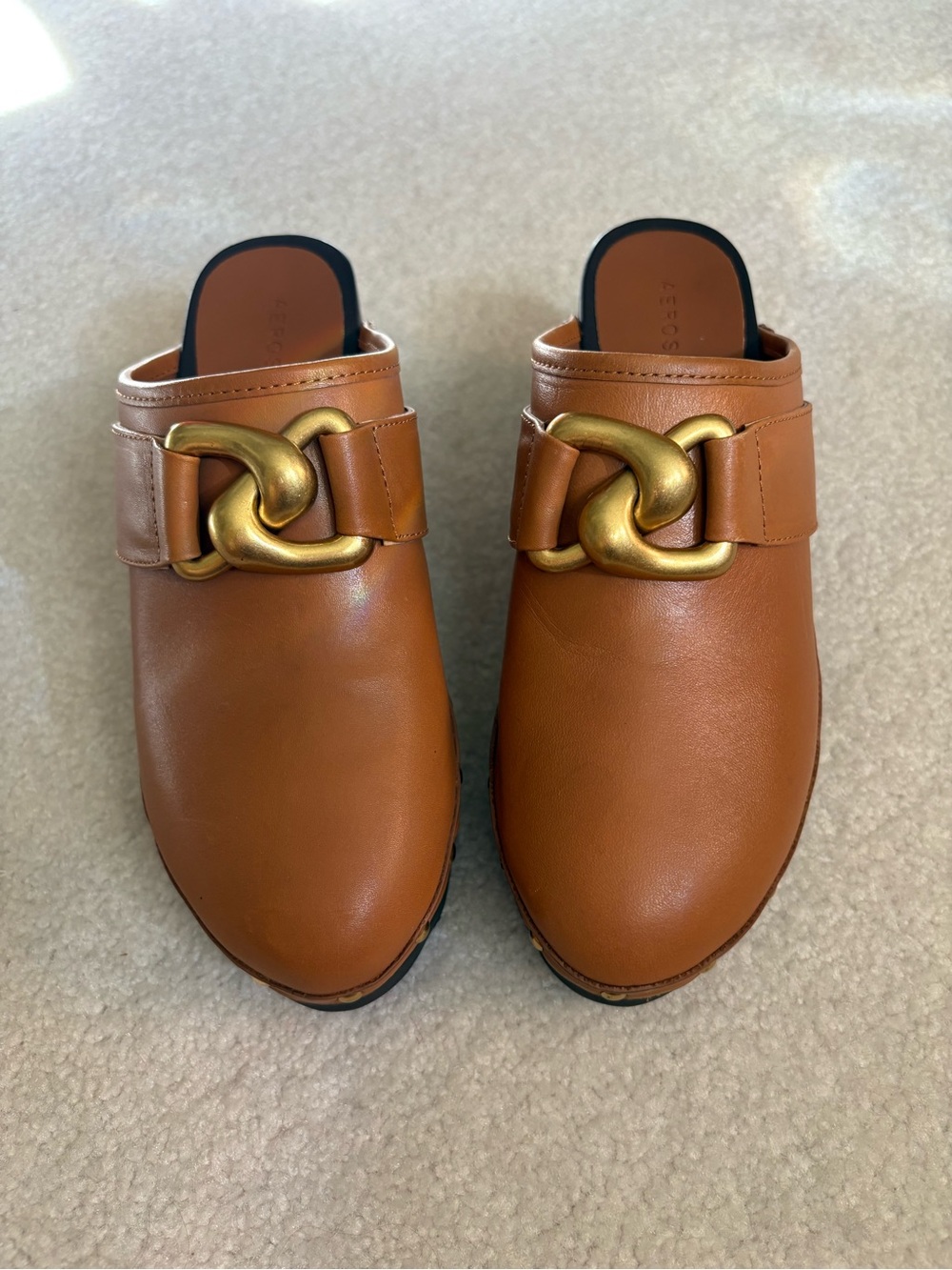 Aerosoles Crosby Clog Platform Shoe Tan/Brown Slip On Size 5.5 M